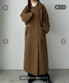 callautia ステンカラー ロングコート M ブラウン