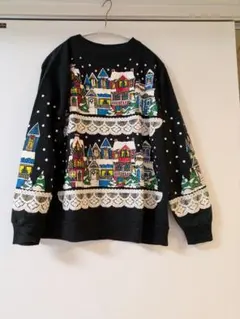 クリスマス ヴィンテージ トレーナー スウェット M　レトロ レース