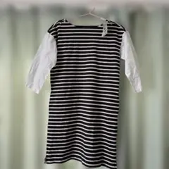 新品　タグ付　ニコアンド　綿100 ボーダー　切り替え　チュニック　ワンピース