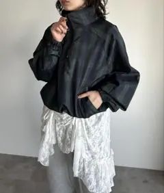 apres jour mignon ハーフジッププルオーバー グリーン チェックのサムネイル