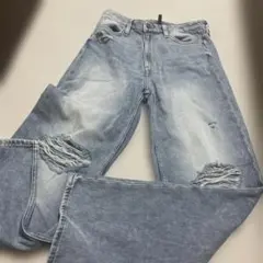 DIVIDED ダメージ加工 ストレートデニム US 4