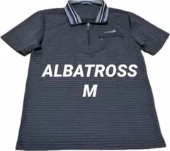 ALBATROSS ポロシャツ M ストライプ ジッパー付き カジュアル ゴルフ