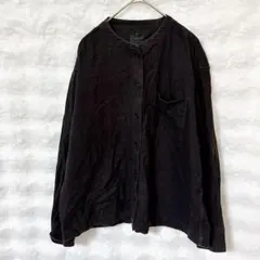 無印良品 長袖 バンドカラー シャツ M ブラック ゆったり カジュアルのサムネイル