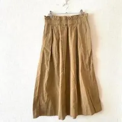 ☆【コーエン】コットンリネンイージーロングフレアスカート ギャザー 腹部ゴム L