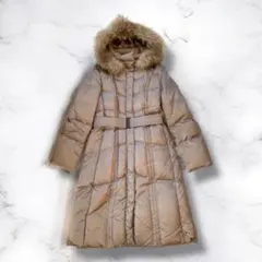 【美品】UNTITLEDロングダウンコート フォックスファーL ベージュゴールド