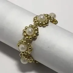 パールビーズリング　ハンドメイド