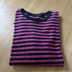 GENERAL SUPPLY SHIPS ピンク×黒ストライプ長袖カットソー