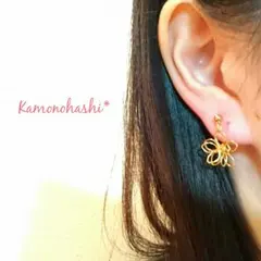 フラワー♡ノンホールピアス♡ワイヤーフラワーピアス