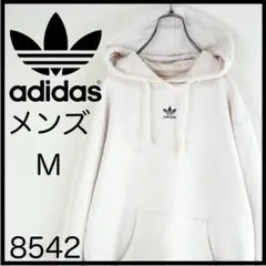 アディダス　パーカー　白　M　トレーナー　刺繍ロゴ