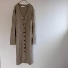 fiftth ロングカーディガン　ケーブル編み　ベージュ