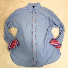 美品✨ トミーヒルフィガー ボタンダウンシャツ L マルチカラー コットン 水色