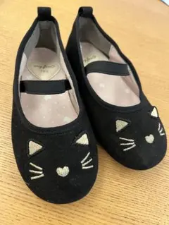 【美品】any fam猫の顔刺繍 バレエシューズ