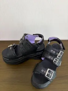 YOSUKE 厚底・サンダル・ブラック ヒール約9㎝・サイズ23㎝