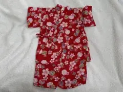 赤い花柄 甚平 80cm