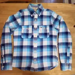 Hollister 長袖ネルシャツ S 青系チェック