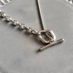 人気！3way ロングチェーン　シルバー　ネックレス　ミックスチェーン　マンテル