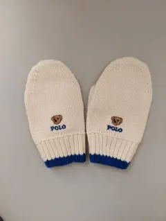 Ralph Lauren　ベビー　クリーム色のクマ刺繍ニット手袋のサムネイル