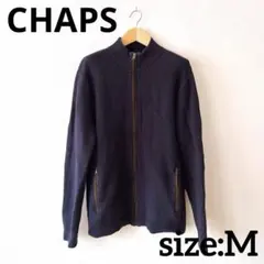 CHAPS ダークネイビー M フルジップ コットンニットセーター