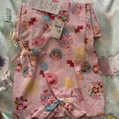 新品 未使用 和柄 和ごころじんべい 半袖 ロンパース 女の子 70-80