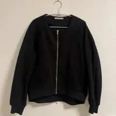 【秋/冬】スエード調 ノーカラー ブルゾン ジップアップ