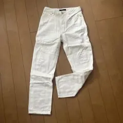 AZUL by moussy ホワイト ダメージデニムパンツ