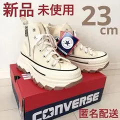 【新品未使用】　コンバース　トレックウェーブ　23　バターホワイト　ジップ　厚底のサムネイル