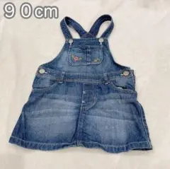 ◎H&M デニム ジャンパースカート 80〜90cm 花刺繍 ベビー 可愛い