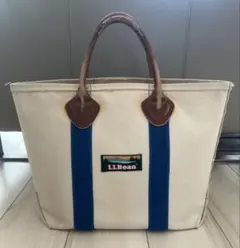 【M】80s L.L.Bean エルエルビーントートバッグレザーハンドル青ブルー