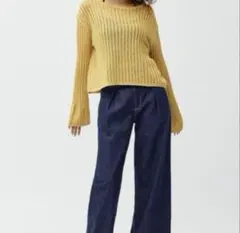 GUイエロー メッシュニット
