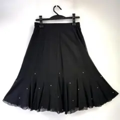6298★新品タグ付き★L 黒 ラインストーン スカート 社交ダンス