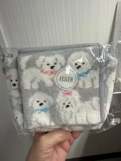 LOVERARY BY FEILER『モフモフワンチャン』 ポーチM とハンカチ