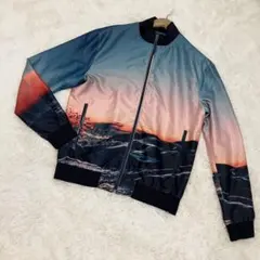 【希少 入手困難】 ZARA ザラ ブルゾン サンセット 夕日柄 総柄 派手 S
