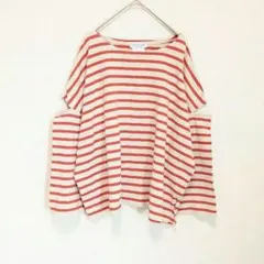 チャオパニックティピー カットアウトボーダー柄 カットソー ロンT 七分袖