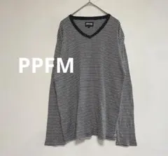 PPFM ボーダー柄Vネック長袖カットソー　ロングスリーブTシャツ　Mのサムネイル