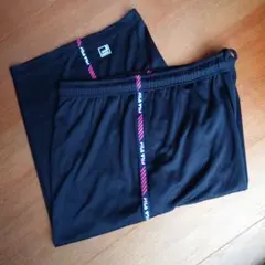 ✨FILA　 トラックパンツ薄手✨ロゴテ―プ ブラック