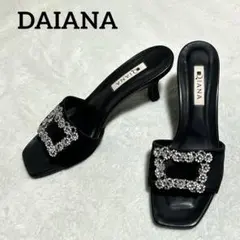 DIANA ビジュー バックル ミュール サンダル ダイアナ ブラック M