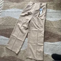 GUベルトタックストレートパンツXLベージュ