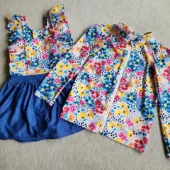 Ocen&Grnund 水着 ワンピース ラッシュガード セット☆花柄 140