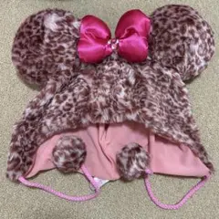 ディズニー　ミニー　ファンキャップ　豹柄　ピンク