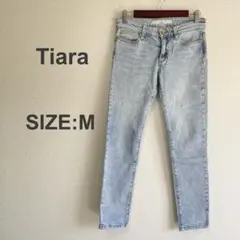 TIARA ティアラ デニムパンツ スキニー 青 ライトブルー スリム 細見え