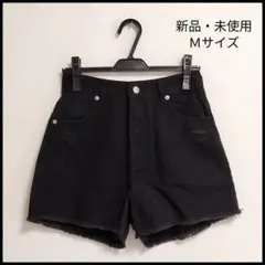 新品・激安！カットオフ クラッシュ デニム ショートパンツ 黒 Ｍサイズ