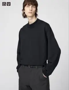 UNIQLO U ブラッシュドモックネックTシャツ　ブラック M サイズ