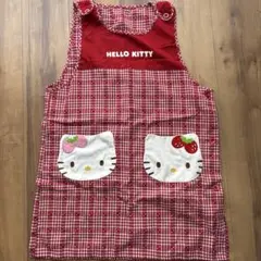 Hello Kitty エプロン 赤チェック 苺ポケット