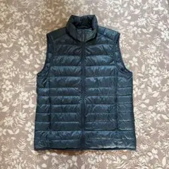 ダークブルー ダウンベスト キルティング