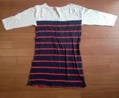 Natural Beauty Basic 五分袖ストライプ 丈長めＴシャツ