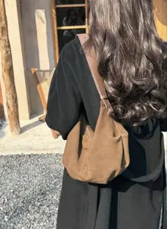 ビッグショルダーバッグ 肩掛け 斜め掛け ブラウン 韓国