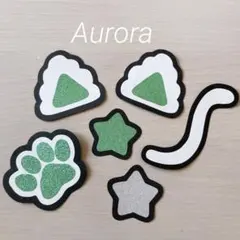 ♡うちわ文字 ネームボード パーツ 猫耳 星 肉球 尻尾 緑♡#64