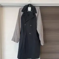 CREOLME ネイビー・チェック柄 ロングコート