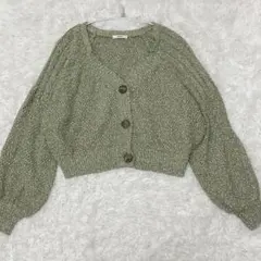 美品　MURUA ムルーア　ショート　カーディガン　グリーン　ボリューム袖　Fのサムネイル