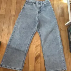 ライトグレー ワイドレッグデニム サイズM